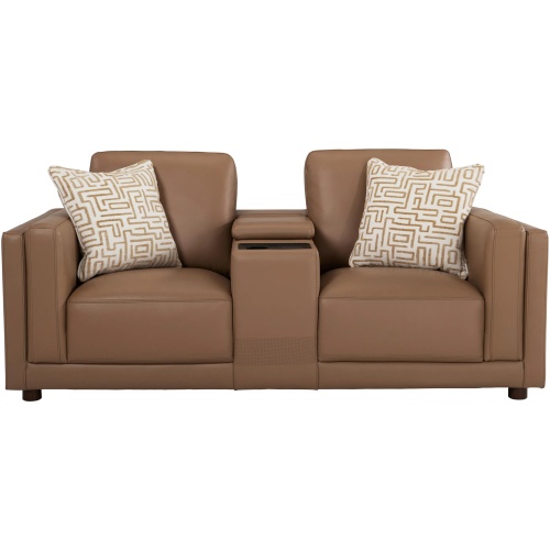 Marni Leather Media Console Loveseat