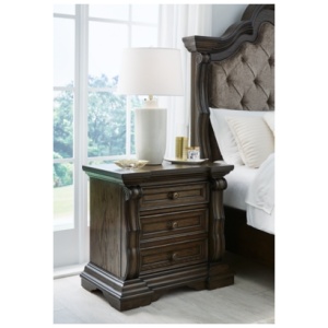 Maylee 34" 2 Drawer Charging Nightstand, Dark Brown