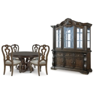 Maylee Dining Table and 4 Chairs with Storage, Dark Brown