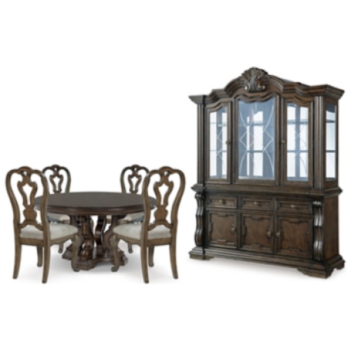 Maylee Dining Table and 4 Chairs with Storage, Dark Brown