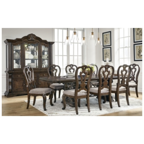 Maylee Dining Table and 8 Chairs, Dark Brown