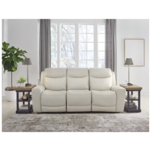 Mindanao Dual Power Leather Reclining Sofa Leather, Coconut