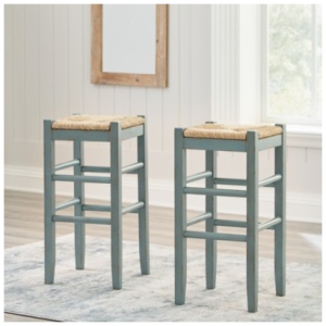 Mirimyn Bar Height Backless Bar Stool with Woven Seat, Teal