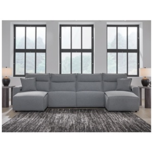 ModMax II 4-Piece Next-Gen Nuvella™ Performance Fabric Dual Power Reclining Modular Sectional with Double Chaise, Salt and Pepper