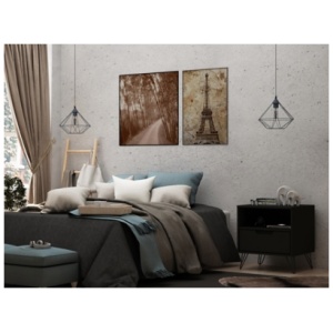 Modern 1 Drawer Nightstand, Black