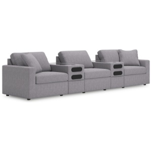 Modmax 5-Piece Modular Next-Gen Nuvella™ Performance Fabric Sectional with Audio Consoles, Granite