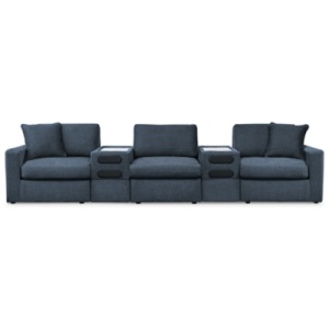 Modmax 5-Piece Modular Next-Gen Nuvella™ Performance Fabric Sectional with Audio Consoles, Ink