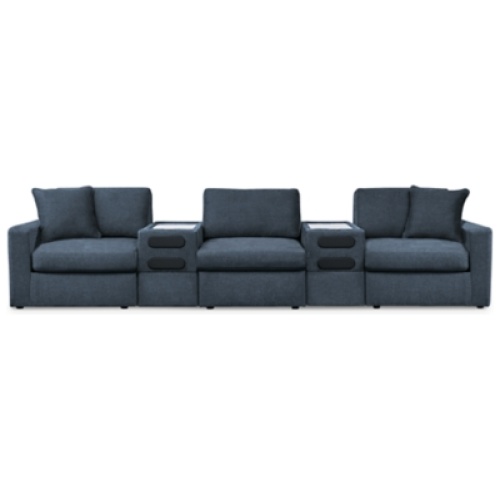 Modmax 5-Piece Modular Next-Gen Nuvella™ Performance Fabric Sectional with Audio Consoles, Ink