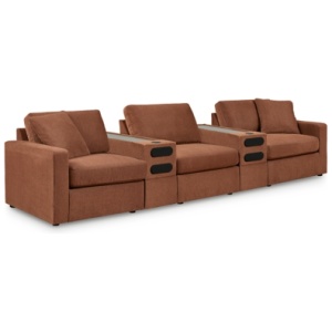 Modmax 5-Piece Modular Next-Gen Nuvella™ Performance Fabric Sectional with Audio Consoles, Spice