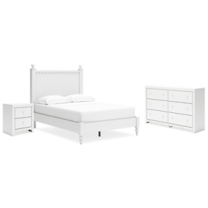 Mollviney Full Panel Bed with Dresser and Nightstand, White