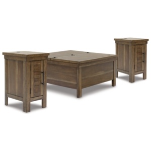 Moriville Coffee Table with 2 End Tables, Grayish Brown