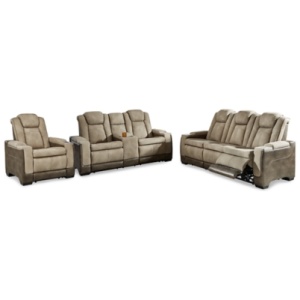Next-Gen Durapella Performance Fabric Dual Power Reclining Sofa, Loveseat, and Recliner, Sand