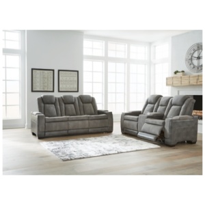 Next-Gen Durapella Performance Fabric Dual Power Reclining Sofa and Loveseat, Slate