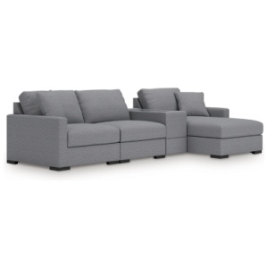 Omaha by Ashley 4-Piece Modular Next-Gen Nuvella™ Performance Fabric Sectional with Chaise and Storage Console, Salt and Pepper