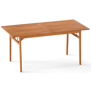 Outdoor Wooden Dining Table with Umbrella Hole and Stable Base