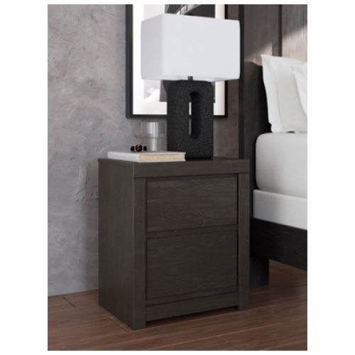 Parlayon 23" 2 Drawer Charging Nightstand, Charcoal