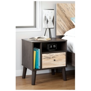 Piperton 24" 1 Drawer Nightstand, Two-tone Brown/Charcoal