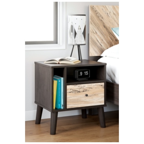 Piperton 24" 1 Drawer Nightstand, Two-tone Brown/Charcoal
