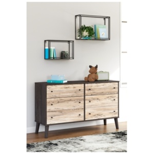 Piperton 6 Drawer 59" Dresser, Two-tone Brown/Charcoal