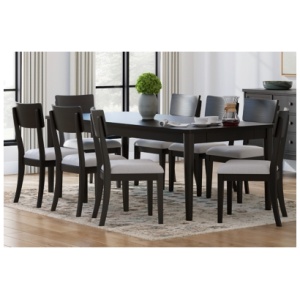 Portdown Dining Table and 8 Next-Gen Nuvella™ Performance Fabric Chairs, Black