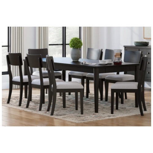 Portdown Dining Table and 8 Next-Gen Nuvella™ Performance Fabric Chairs, Black