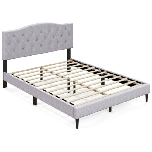 Queen Size Upholstered Platform Bed with Button Tufted Headboard-Queen Size