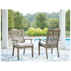 Rainier Ranch Outdoor Arm Chair with Cushion (Set of 2), Brown/Beige