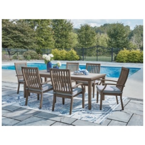 Rainier Ranch Outdoor Dining Table and 6 Chairs, Brown/Beige