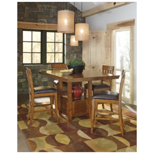 Ralene Counter Height Dining Table and 4 Barstools, Medium Brown