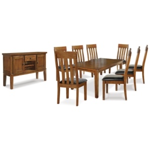 Ralene Dining Table and 8 Chairs with Storage, Medium Brown