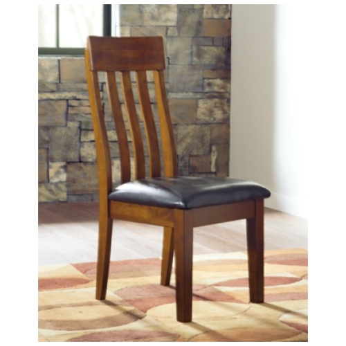 Ralene Rake Back Upholstered Dining Chair Leather, Medium Brown