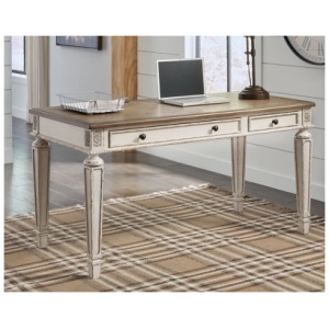 Realyn 60" Home Office Desk with USB Charging, White/Brown