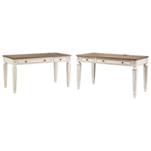 Realyn Home Office 2 Desks, White/Brown