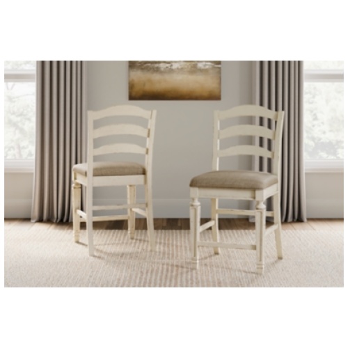 Realyn Ladderback Counter Height Bar Stool, Chipped White