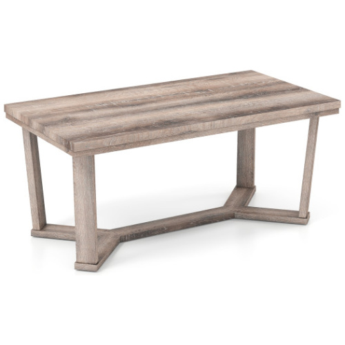 Rectangle Coffee Table Rubber Wood with Cross-Shaped Base-Gray