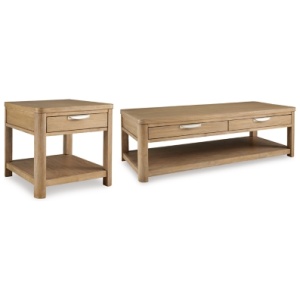 Rencott Coffee Table with 1 End Table, Light Brown
