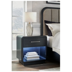 Rowanbeck 26" 1 Drawer Charging Nightstand, Black