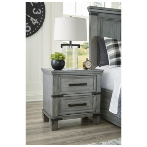Russelyn 26" 2 Drawer Charging Nightstand, Gray