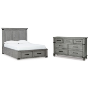 Russelyn Queen Storage Bed with Dresser, Gray