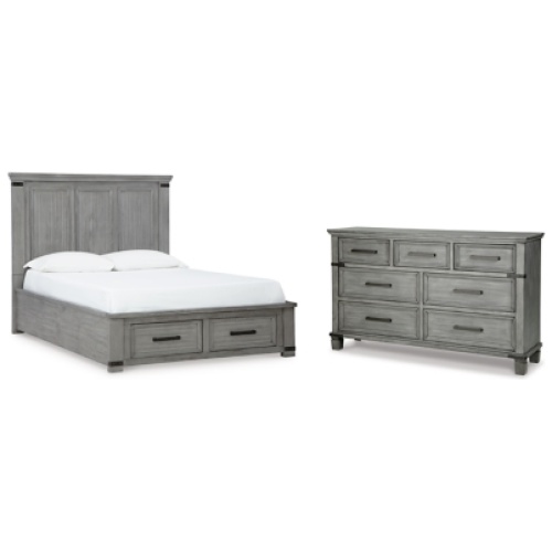 Russelyn Queen Storage Bed with Dresser, Gray