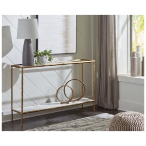 Ryandale Console Sofa Table, Antique Brass Finish