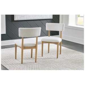 Sawdyn Upholstered Dining Chair Leather, White/Light Brown
