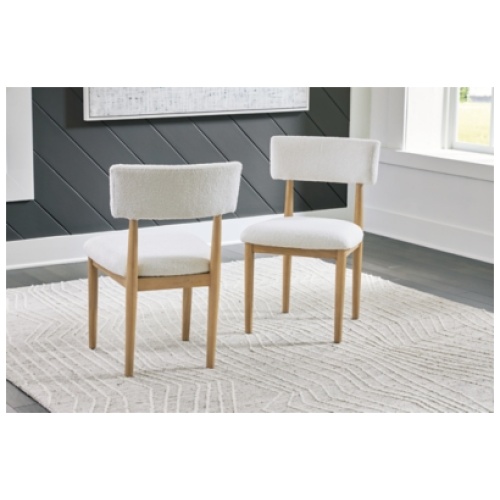 Sawdyn Upholstered Dining Chair Leather, White/Light Brown