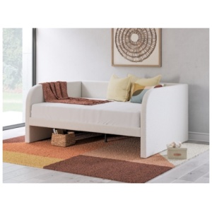 Shapella Full Upholstered Day Bed, Tan/White