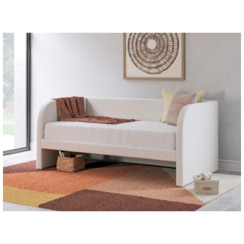 Shapella Twin Upholstered Day Bed, Tan/White