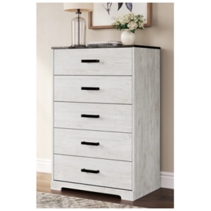Shawburn 30" 5 Drawer Chest of Drawers, Whitewash/Charcoal Gray