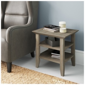 Simpli Home Acadian End Table, Distressed Gray