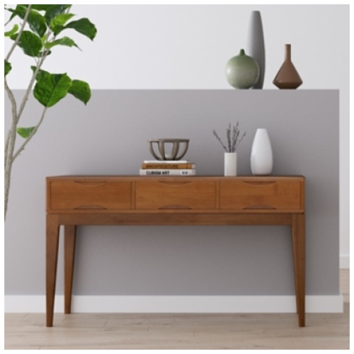Simpli Home Harper Console Sofa Table, Teak Brown