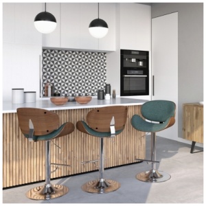 Simpli Home Marana Adjustable Swivel Bar Stool, Blue