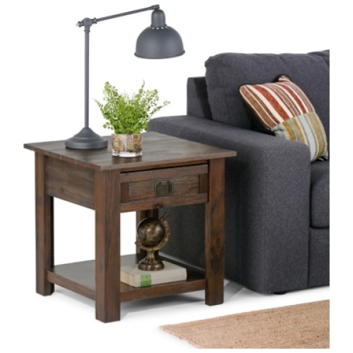 Simpli Home Monroe End Table, Distressed Charcoal Brown